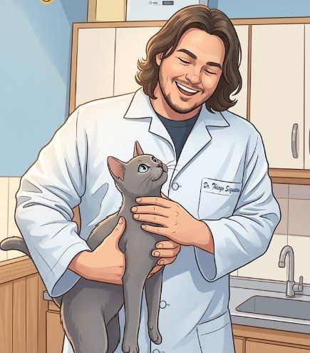 Veterinário da Primeirão Rações atendendo um gato